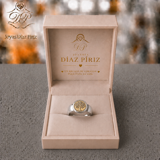 ANILLO PLATA Y ORO ÁRBOL DE LA VIDA