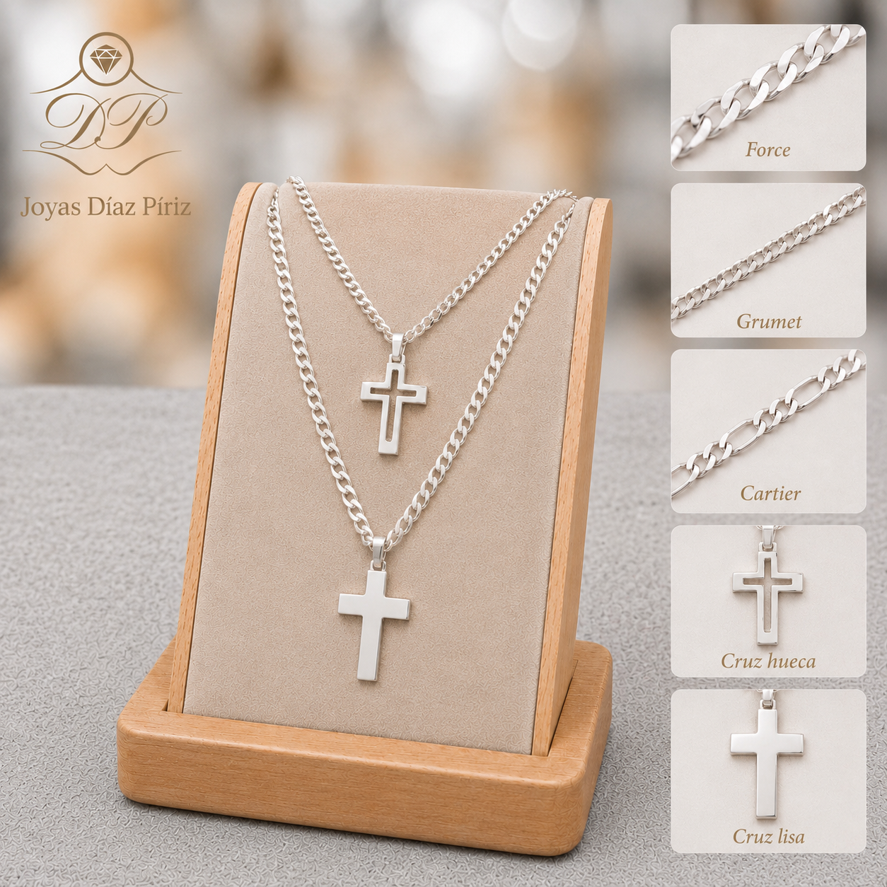 CONJUNTO CON CRUZ EN PLATA