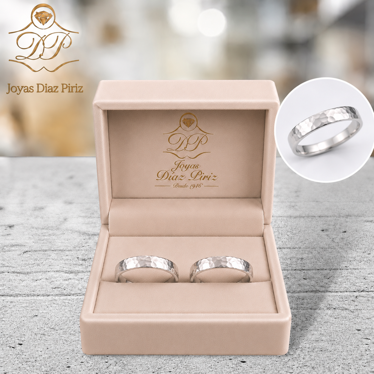 Alianzas Plata 4mm cinta martilladas