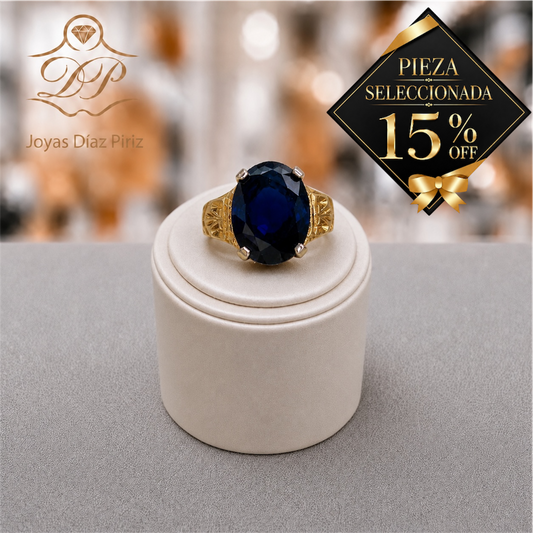 ANILLO ORO 18K CIRCONIA AZUL