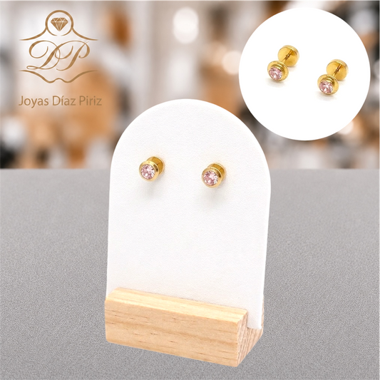 ABRIDORES ORO 18k CIRCONIA ROSA
