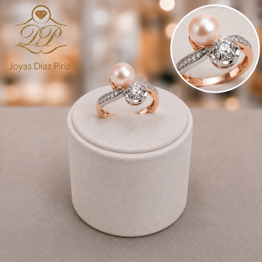 ANILLO ORO 18 K CON PERLA Y DIAMANTE