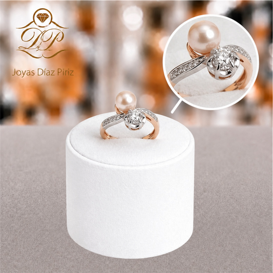 ANILLO ORO 18K CON PERLA Y BRILLANTE