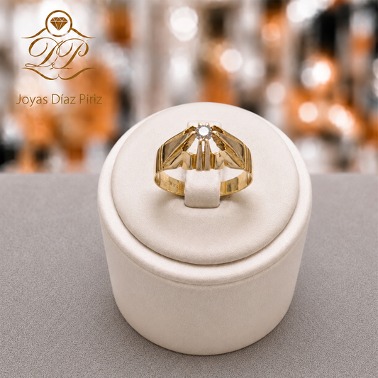 ANILLO ORO 18K/GRIS CON BRILLANTE