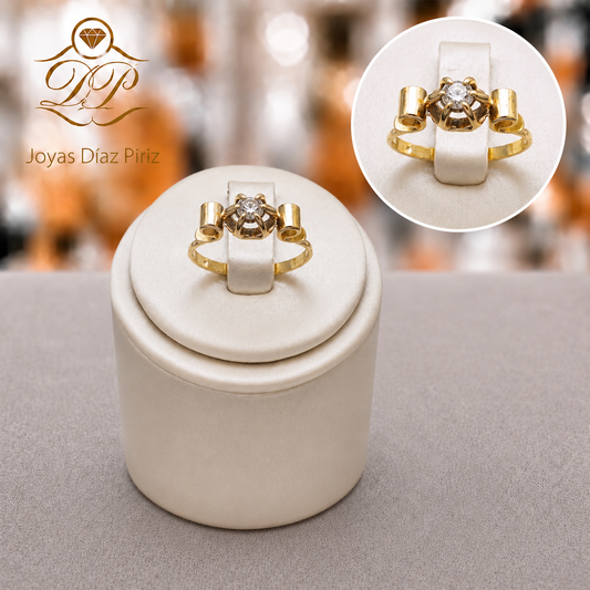 Anillo ORO 18K/GRIS Y BRILLANTE