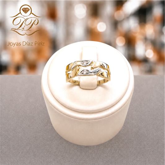 ANILLO ORO DE 18K ONDAS CON DIAMANTES