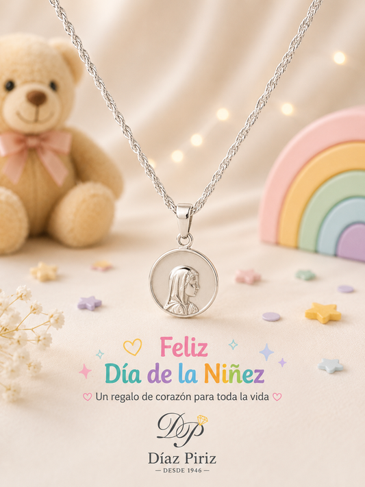Conjunto Plata Virgen Niña/Nacar