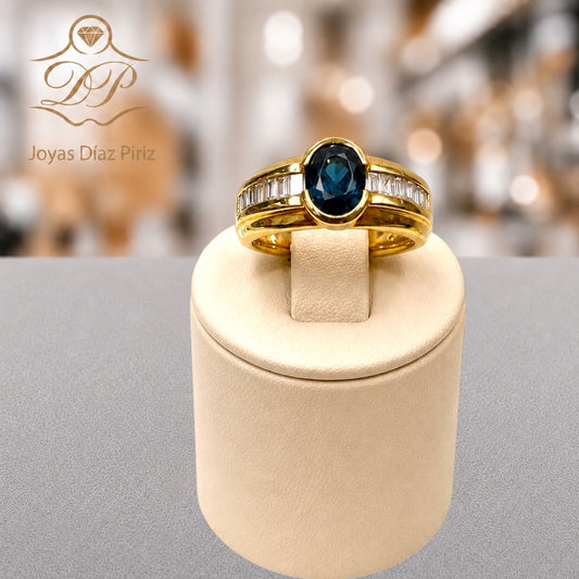 ANILLO ORO 18k CON ZAFIRO