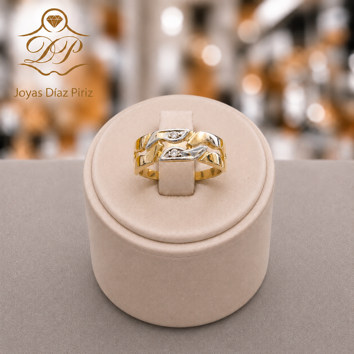 ANILLO ORO DE 18K ONDAS CON DIAMANTES