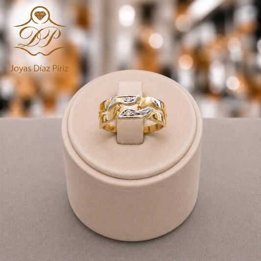 ANILLO ORO DE 18K ONDAS CON DIAMANTES