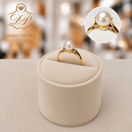 ANILLO ORO/PERLA DE RIO