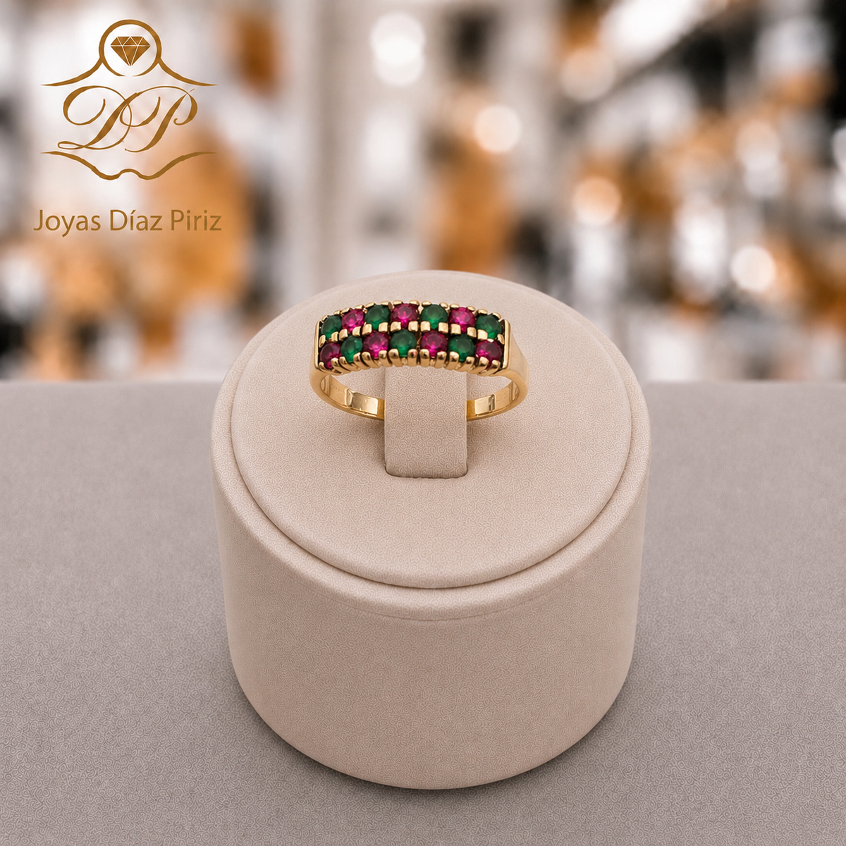 ANILLO ORO 10k DOBLE CARRIL CON CIRCONIAS