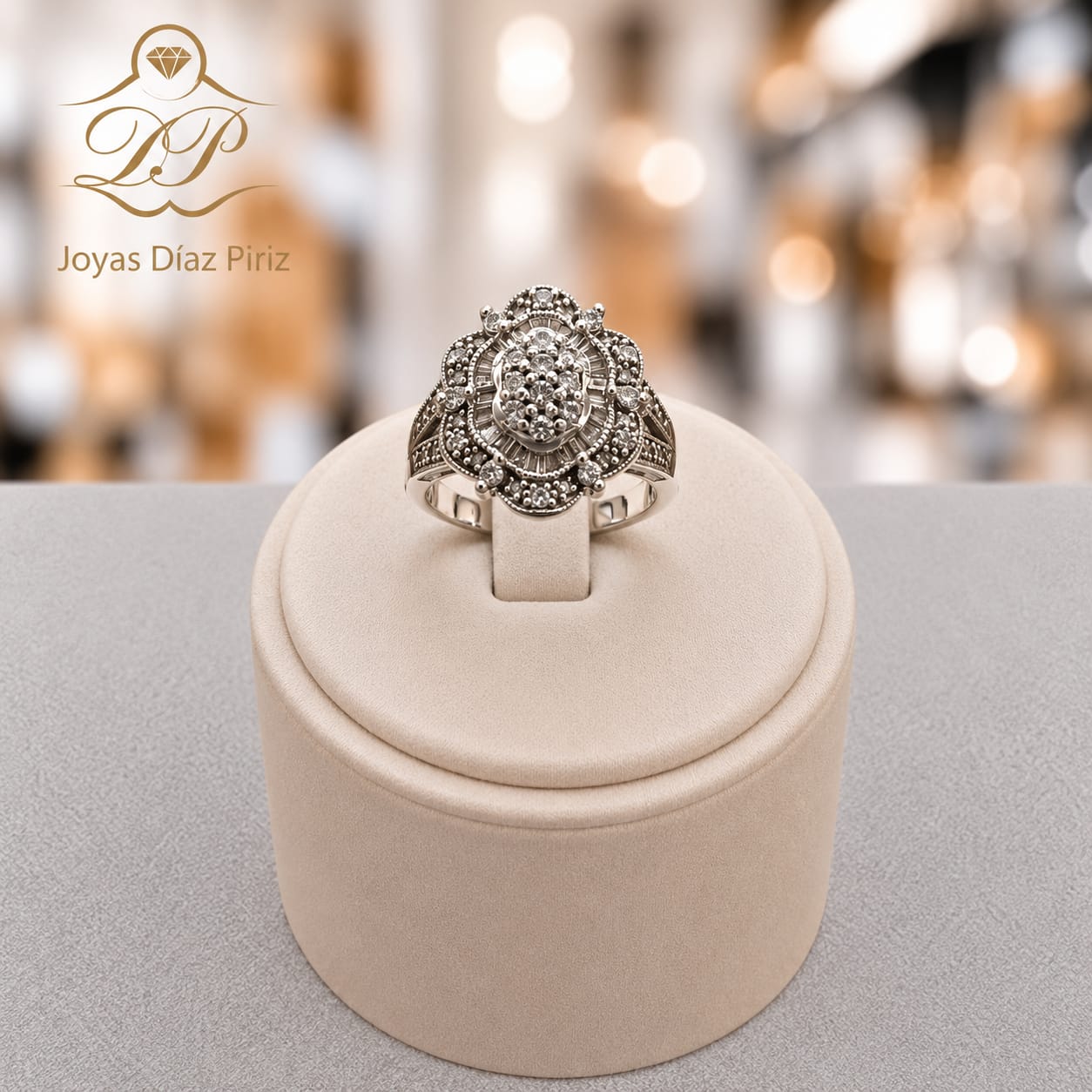 Anillo Oro 18k gris con brillantes
