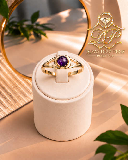 Anillo Oro 18k con amatista
