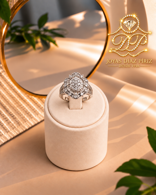 Anillo Oro gris y Brillantes
