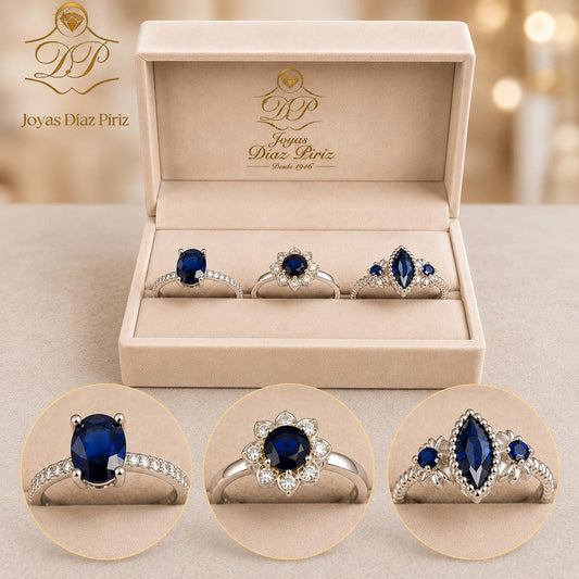 ANILLO PLATA CON CIRCONIA AZUL