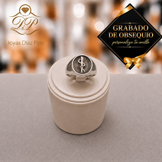 Anillo Plata y oro Profesión Medicina